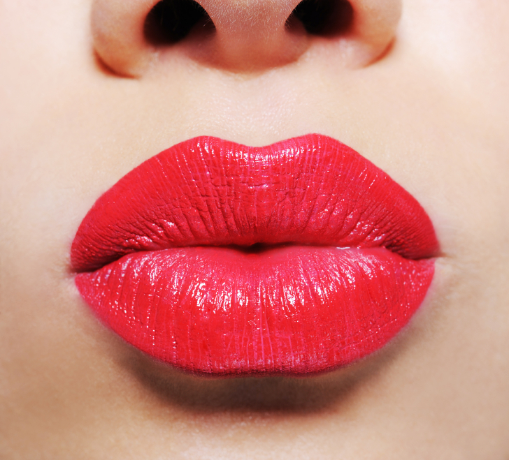 Bright red female lips